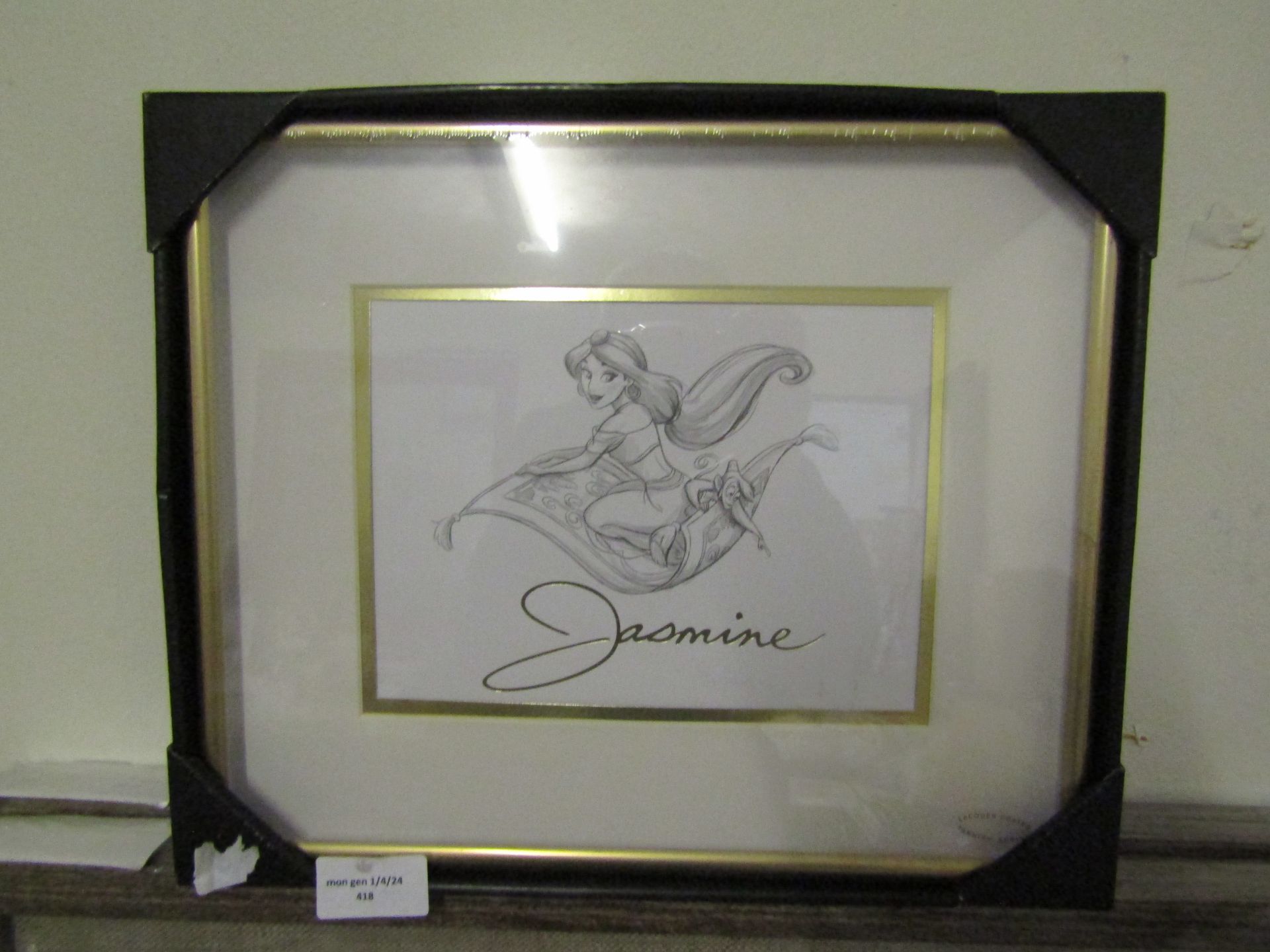 Disney Classic Collectables Framed print Jasmine Outer Size: 30-26cm & Inner Approx 20-16cm - Good