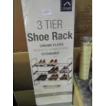 Knight 3-Tier Chrome Plated Shoe Rack - Unchecked & Boxed.
