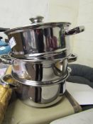 3x Various Kitchen Cooking Pots Appliances - All Appear To Be In Fairly Decent Condition.