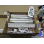 1 x Set of 6 LED ReChargeable Cabinet Lights Colour Changing or Plain White With Remote New & Boxed