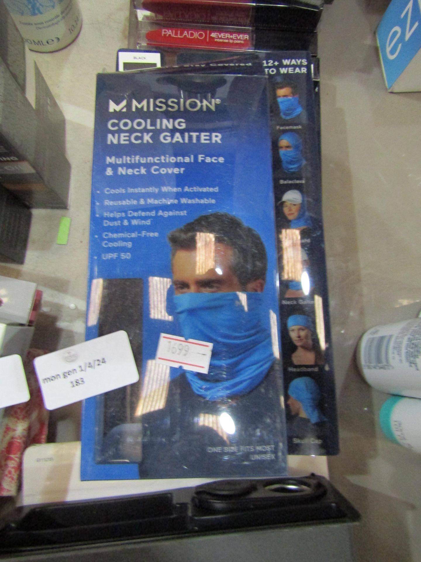 2x Mission Unisex Cooling Neck Gaiter, Black & Blue - Both Unchecked & Boxed.