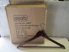 Asab Box Of 10x Dark Wooden Coat Hangers - Good Condition & Boxed.