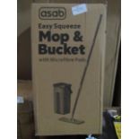 Asab Easy Squeeze Mop & Bucket With Microfibre Pads - Unchecked & Boxed.