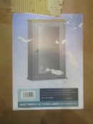 Single Mirror Bathroom Cabinet, Grey With Bamboo Top, Size: 34 x 15 x 53cm - Unchecked & Boxed.