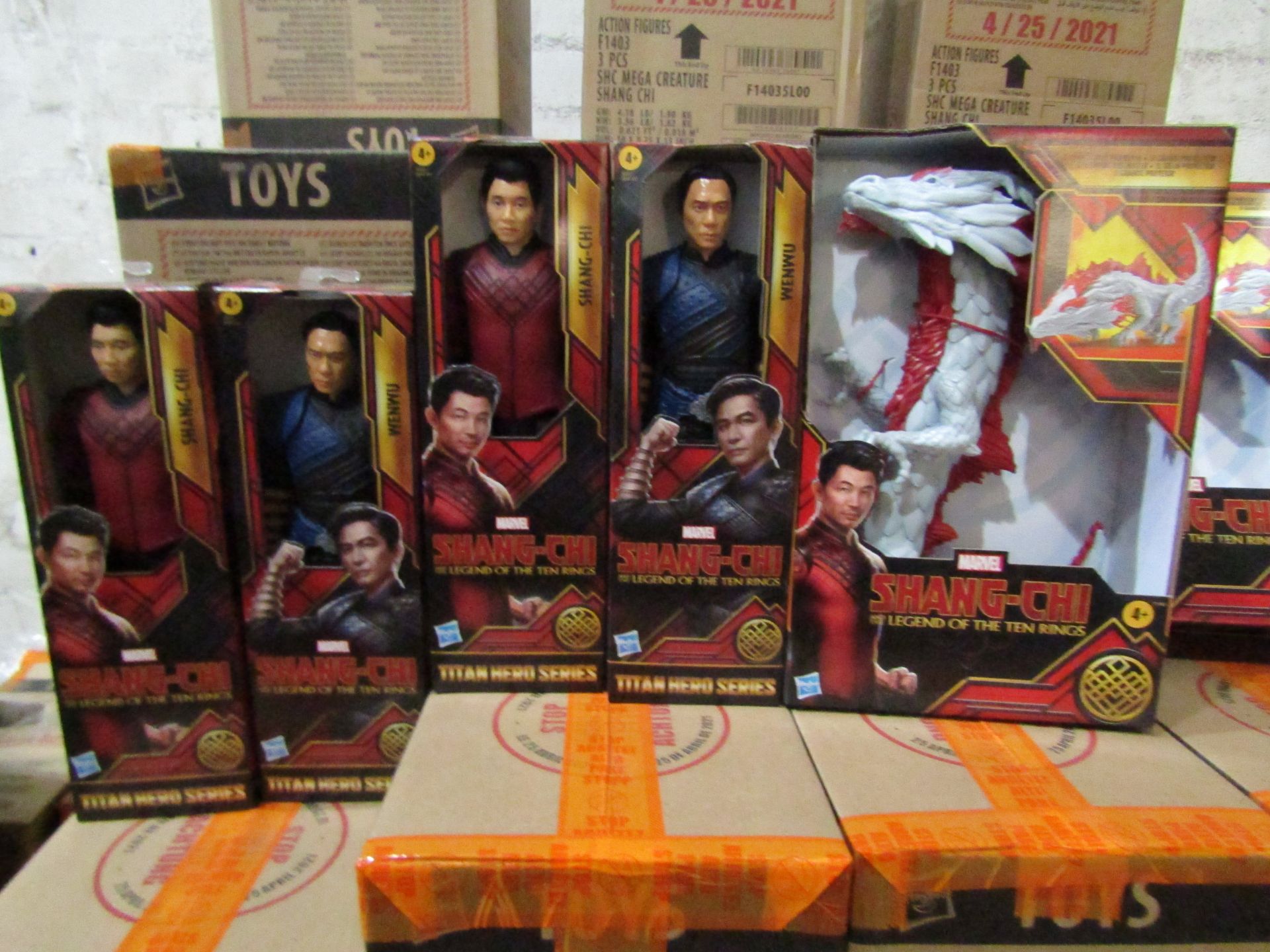 2 X Boxes of Toys being 1 Box of 4 Marvel Shang-Chi Titan Hero Series & 1 X Box of 3 Marvel Shang-