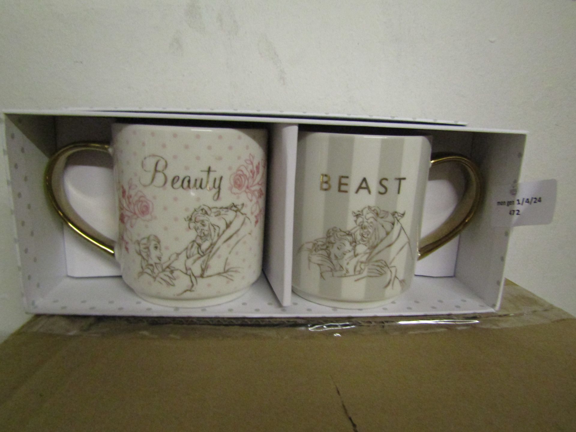 Disney Princess Pair Of Mugs Beauty & The Beast - Good Condition & Boxed.