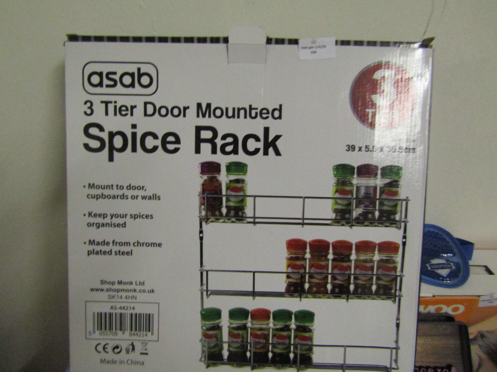 Asab 3 Tier Door Mounted Spice Rack Unchecked & Boxed