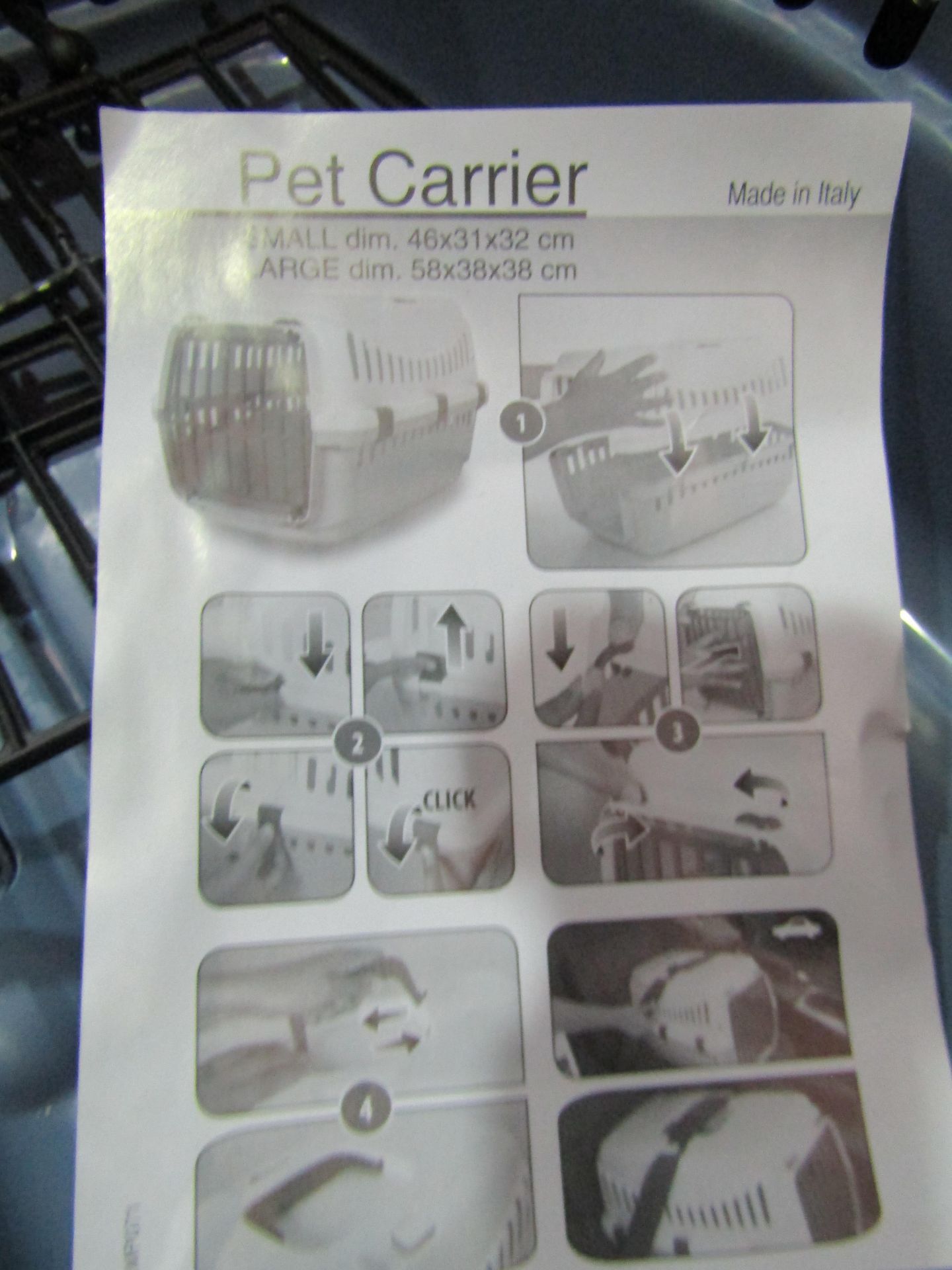 2x Plastic Pet Carriers, Black/Blue - Unchecked & Unboxed.