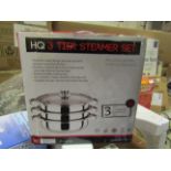 HQ 3-Tier 25cm Steamer Set - Unchecked & Boxed.