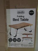 Asab Walnut Folding Bed Table - Size: 60 x 40 x 28cm - Unchecked & Boxed.