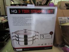 HQ 3-Tier 25cm Steamer Set - Unchecked & Boxed.