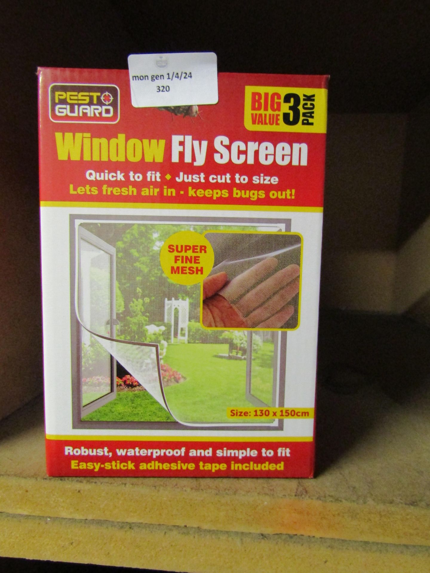 Pest Guard Window Fly Screen 130 X 150 CM Unchecked & Boxed