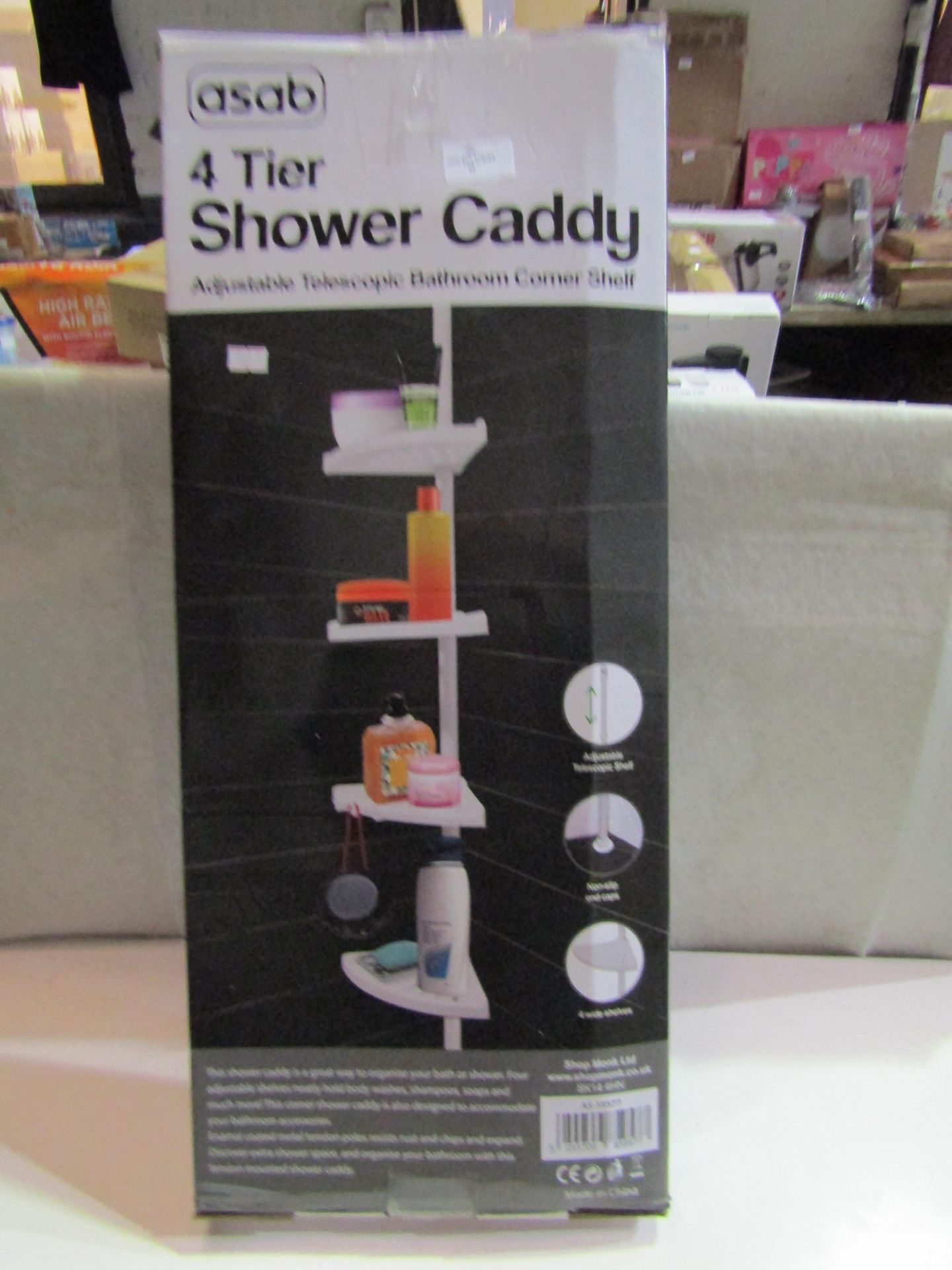 Asab Adjustable 4-Tier Shower Caddy - Unchecked & Boxed.