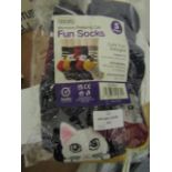 Asab Womens Peeping Cat Socks, 5 Pairs, Size 6-8 Unchecked & Packaged.