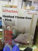 Schallen Heated Throw OverWith 10 Heat Settings & Washable, Pink - Unchecked & Boxed.
