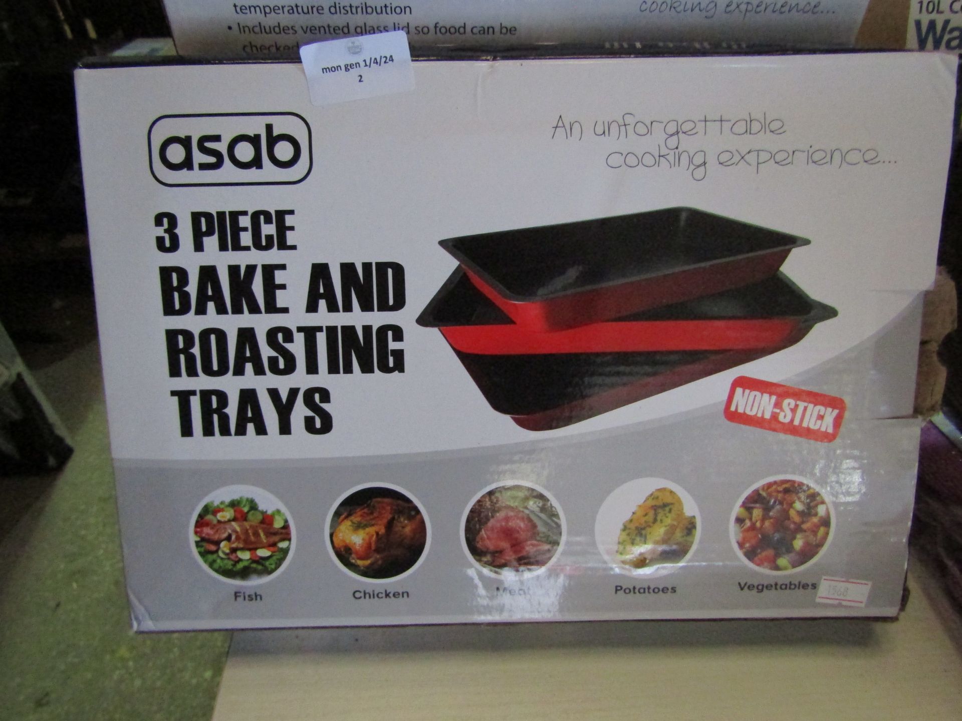 Asab 3-Piece Bake & Roasting Non-Stick Trays - Unchecked ^ Boxed.