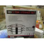 HQ 3-Tier 25cm Steamer Set - Unchecked & Boxed.