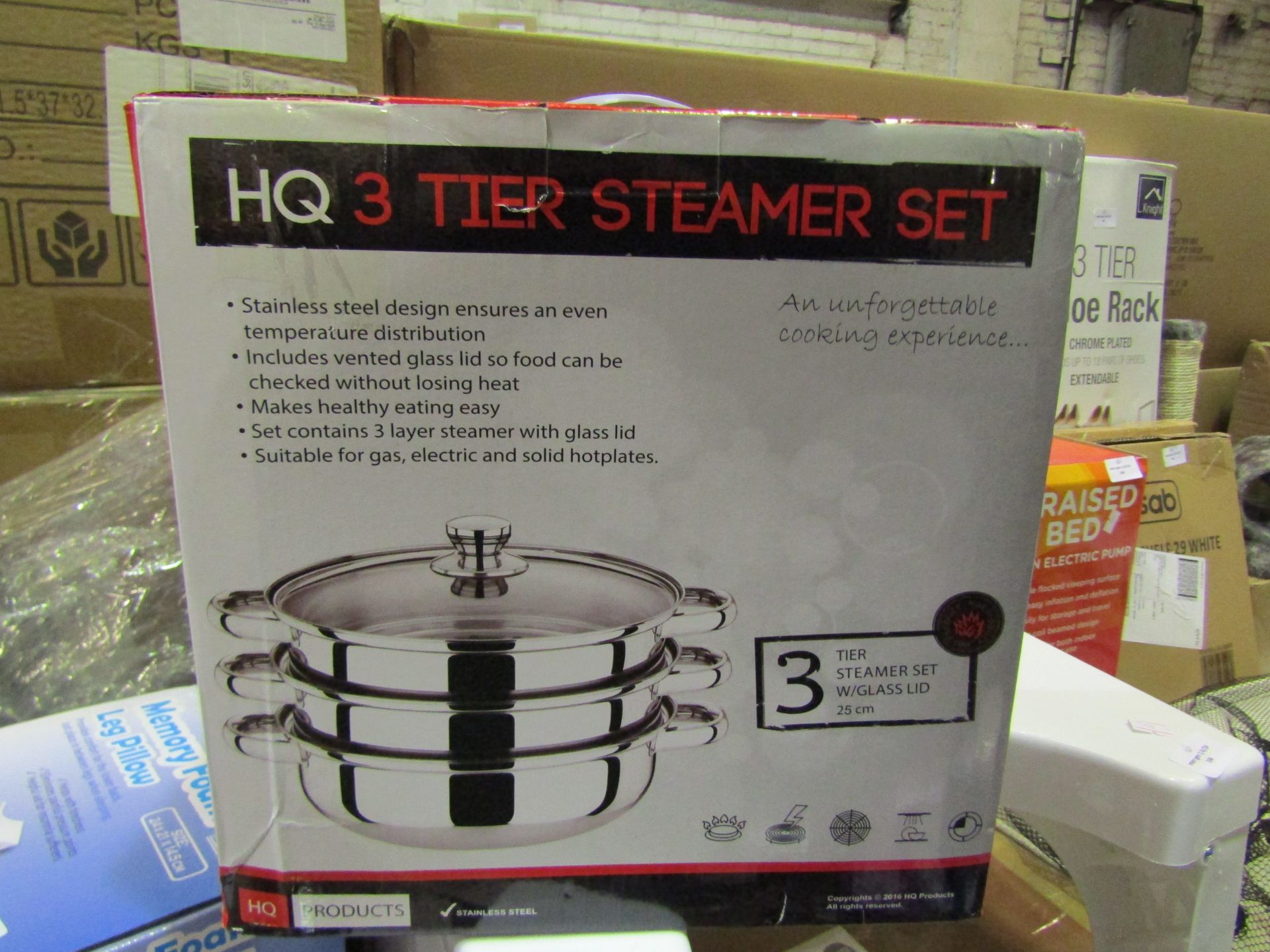 HQ 3-Tier 25cm Steamer Set - Unchecked & Boxed.