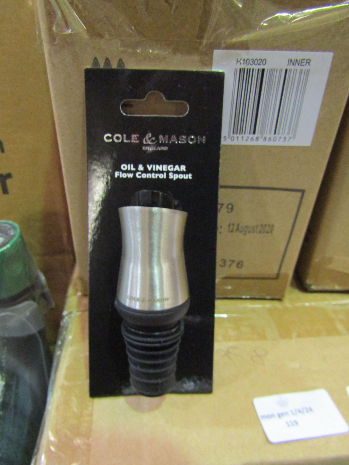 Box Of 8x Cole & Mason Oil & Vinegar Flow Control Spout - New & Boxed.