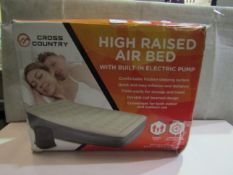 Cross Country High Raised Queen Sized Air Bed With Built-In Electric Air Pump - Unchecked & Boxed.