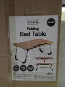 Asab Walnut Folding Bed Table - Size: 60 x 40 x 28cm - Unchecked & Boxed.