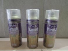 3x 400ml Paint Factory Yacht Varnish Clear Gloss Finish - All Unused & Packaged.