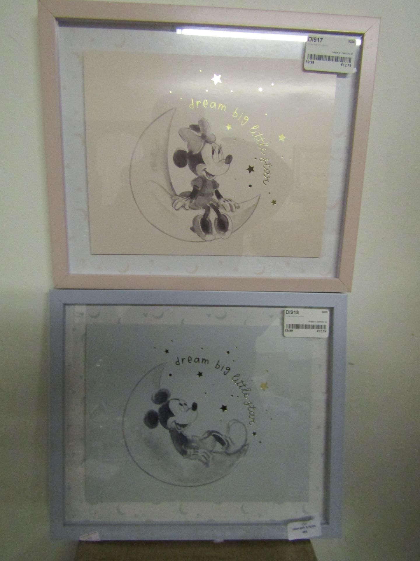 2x Disney Wall Art Mickey & Minnie - Both Good Condition.