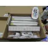 1 x Set of 6 LED ReChargeable Cabinet Lights Colour Changing or Plain White With Remote New & Boxed