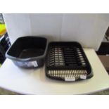 2 Items being a black plastic washing up bowl & a matching drainer. Look unused