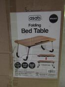 Asab Walnut Folding Bed Table - Size: 60 x 40 x 28cm - Unchecked & Boxed.