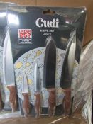 Cudi 4 piece knife set with wood effect handles - New & Still blister Packed - Over 18's Only!