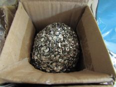 2x Decorated Silver Birds Egg Ornament - Large D8 x H11cm - New (146)