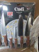 Cudi 4 piece knife set with wood effect handles - New & Still blister Packed - Over 18's Only!