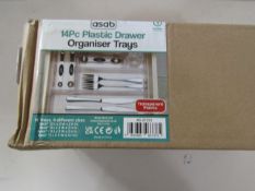 Asab - 14-Piece Plastic Drawer Organiser Trays - Boxed.
