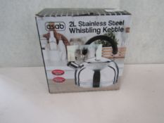 Asab - 2L Stainless Steel Whistling Kettle - Unchecked & Boxed.