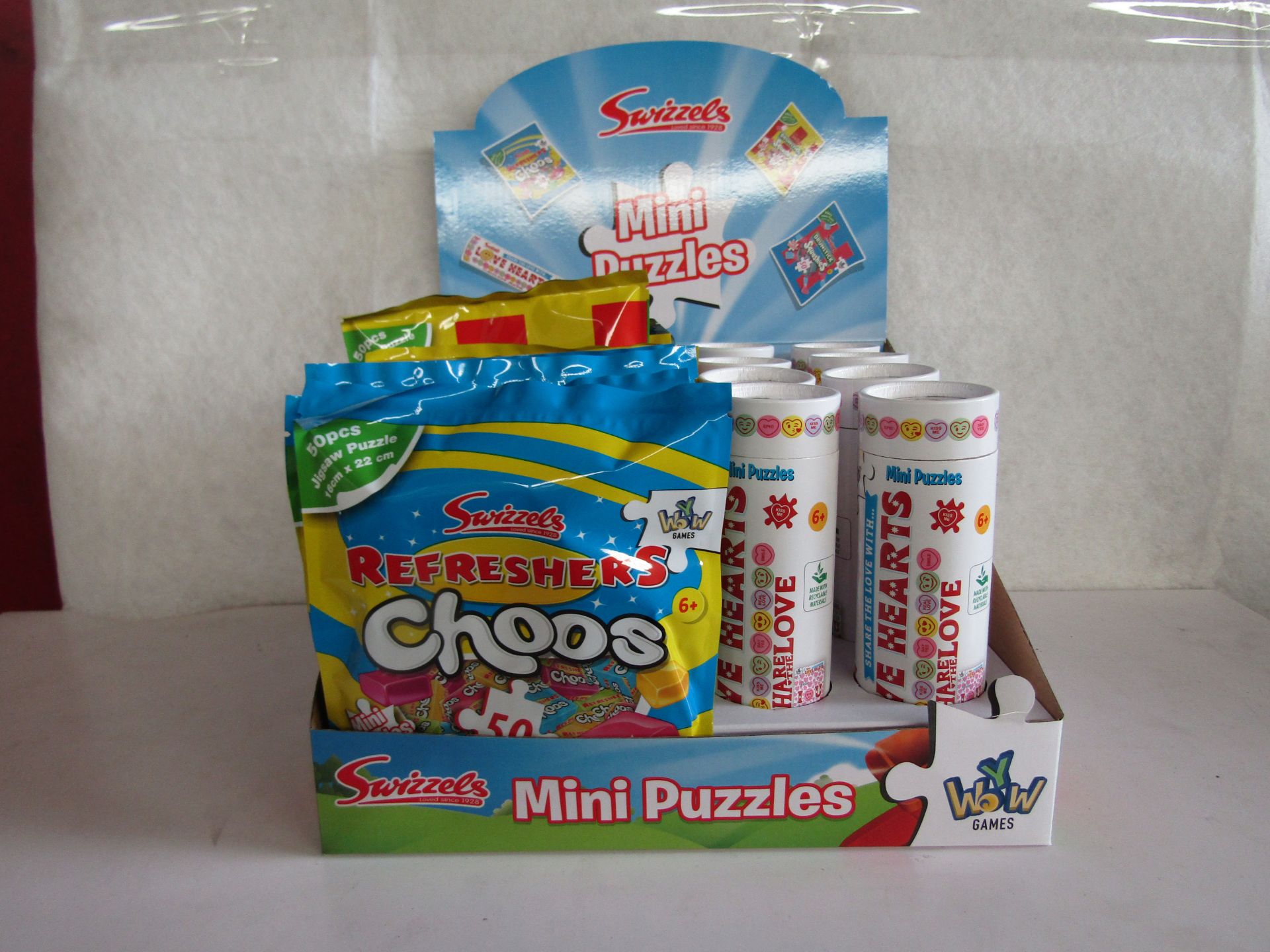 Swizzels - Mini Puzzles ( 8x Love Hearts 50-Pc Puzzle 5x Refreshers Choos 50pc Puzzles 10x Drumstick