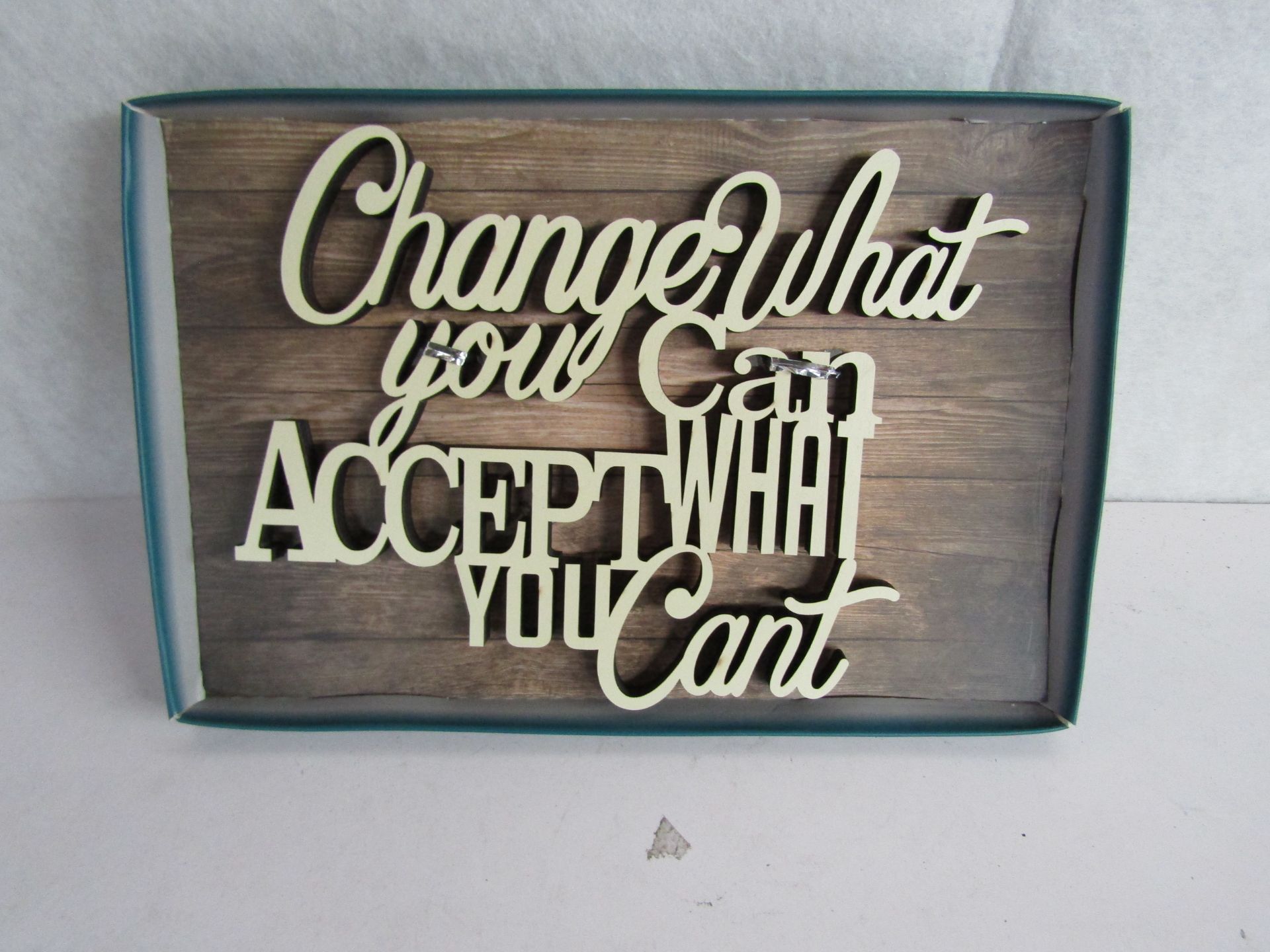 12x " Change What You Can Accept What You Cant " Wooden Wall Signs - New & Boxed.