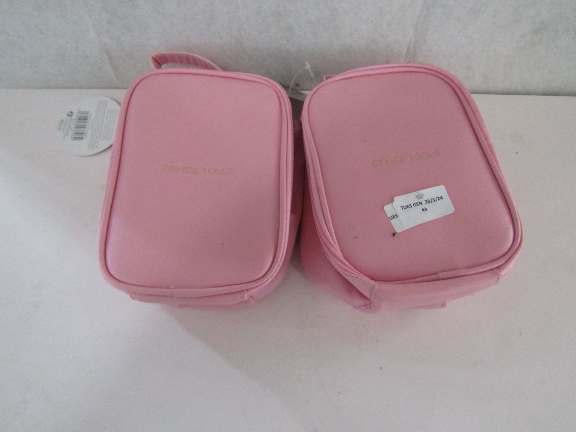 2x Pink Faux Leather Office Tools 12-Piece Kits - New With Tags.