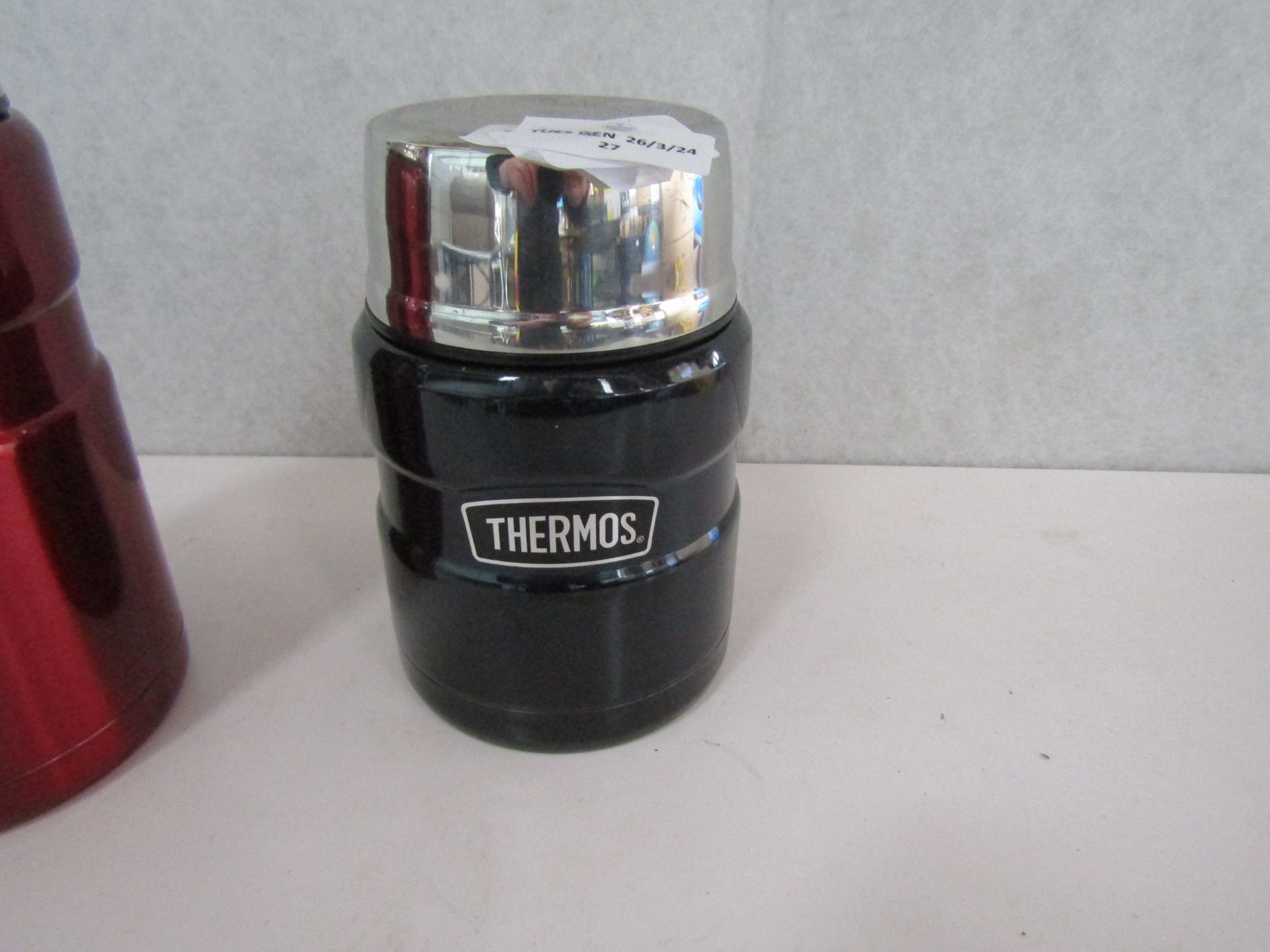 Thermos - Stainless Steel Black Insulated Food Pot - Good Condition.