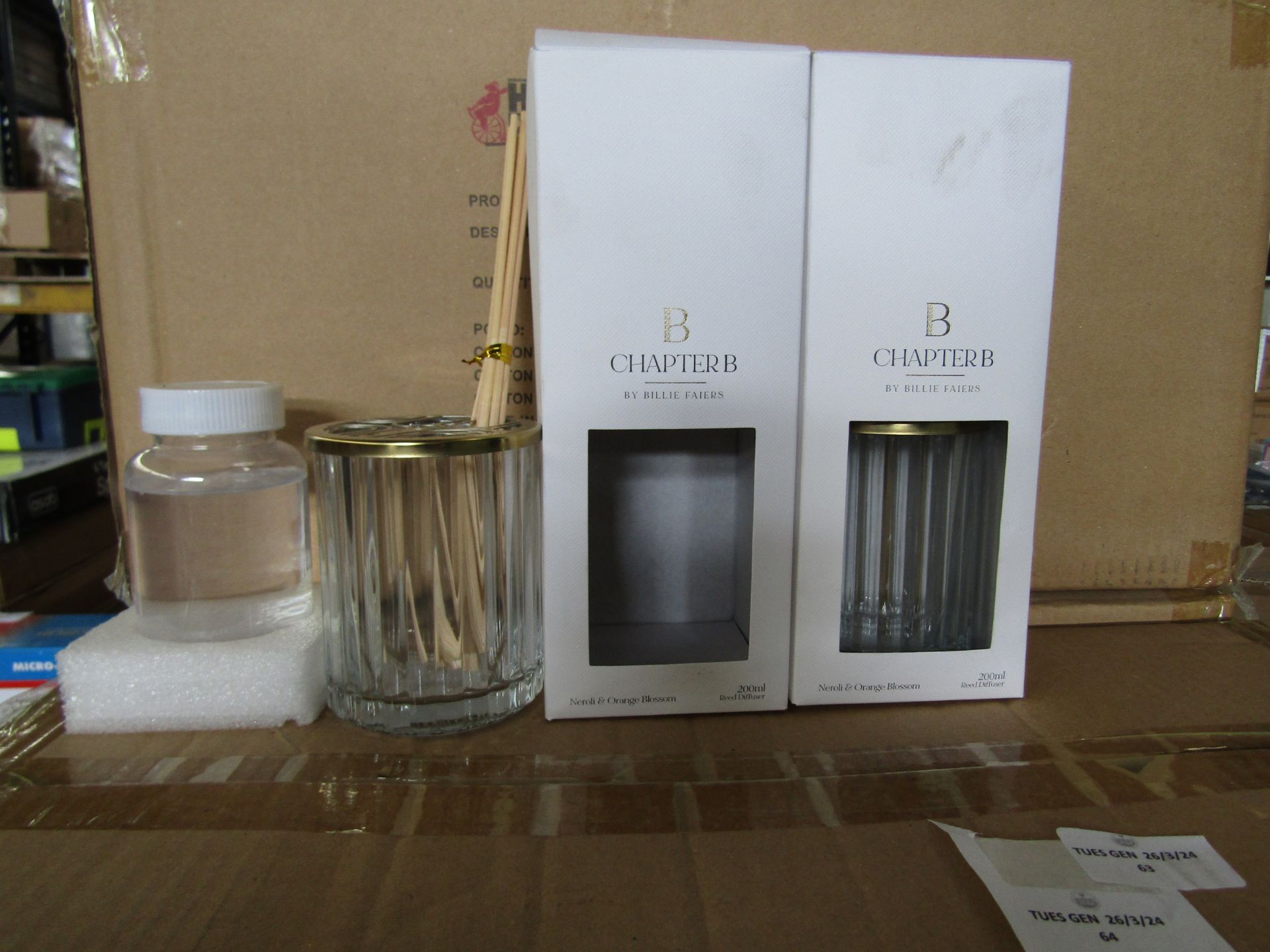 2x ChapterB - Ribbed Glass Diffuser With Decorative Lid - New & Boxed.