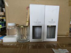 2x ChapterB - Ribbed Glass Diffuser With Decorative Lid - New & Boxed.