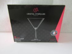 Crystal D'Arques - Set of 2 Cocktail Glasses 30cl - Boxed.