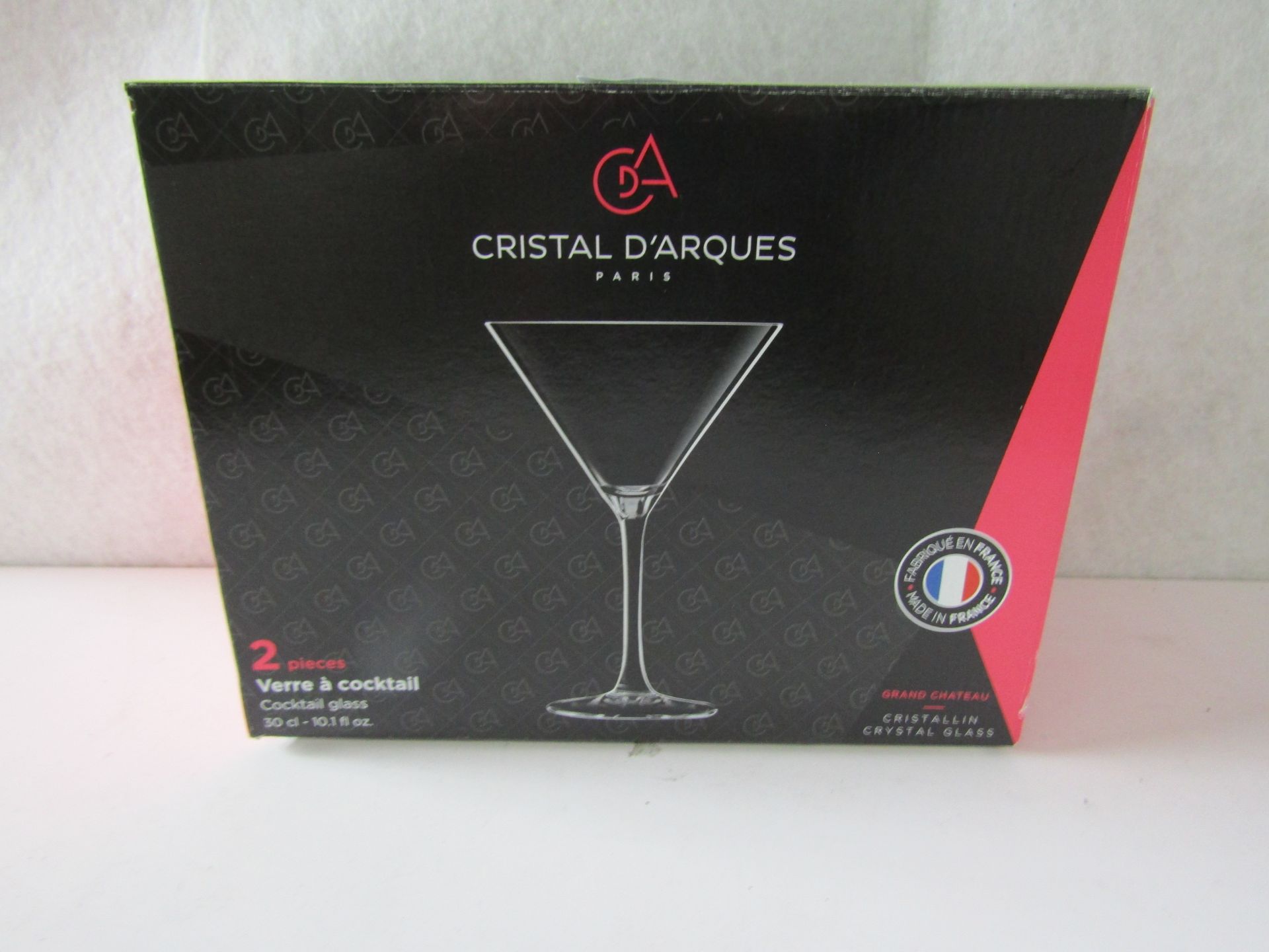 Crystal D'Arques - Set of 2 Cocktail Glasses 30cl - Boxed.