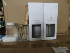 2x ChapterB - Ribbed Glass Diffuser With Decorative Lid - New & Boxed.