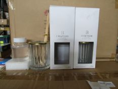 2x ChapterB - Ribbed Glass Diffuser With Decorative Lid - New & Boxed.