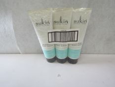 3x Sukin - Renewing Body Scrub Jojoba & Green Tea Scented 200ml - New.