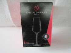 Crystal D'Arques - Set of 2 Champagne Flutes 23cl - Boxed.