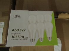 Pack of 6 Ledya A60ÿ E27 13w LED light bulbs, new and boxed