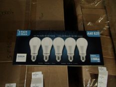 20x Packs of 5 Stanbow A60 E27 13w LED light bulbs, new and boxed