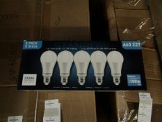 Pack of 5 Stanbow A60 E27 13w LED light bulbs, new and boxed